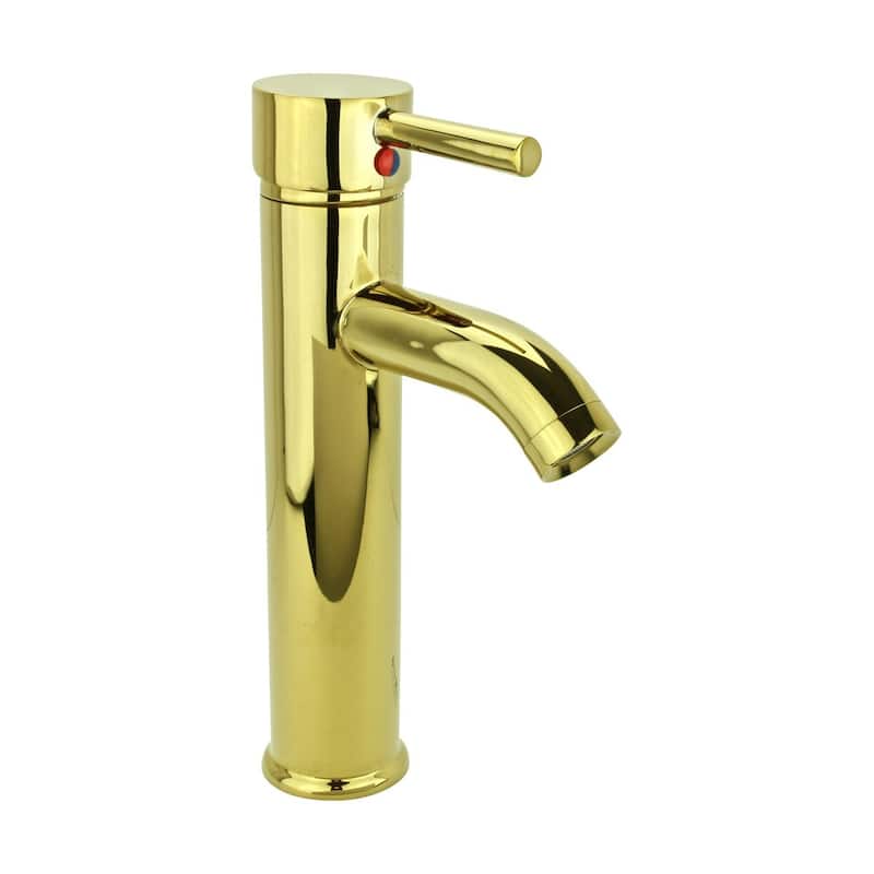 Gold PVD Brass Bathroom Faucet Round Single Hole 1 Handle Pack of 2
