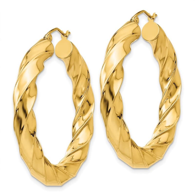 Curata 14k Yellow Gold Polished 27x 4.25mm Twisted Hoop Earrings