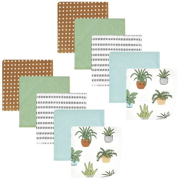 slide 1 of 1, Hudson Baby Flannel Cotton Washcloths, Plants 10 Pack, One Size - Plants 10 Pack - One Size One Size - Plants 10 Pack