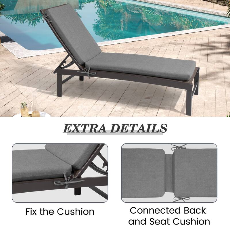 Pellebant Outdoor Patio Chaise Lounge Cushion