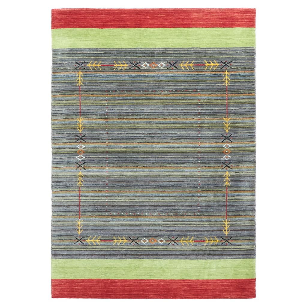 ECARPETGALLERY Hand Loomed Kashkuli Gabbeh Grey Wool Rug - 3'11 x 5'7