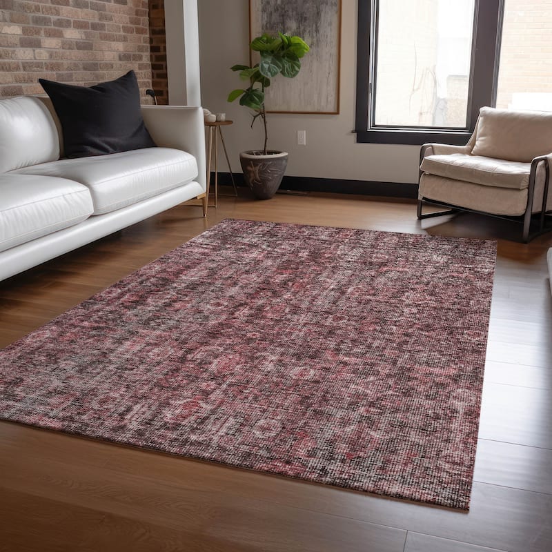 Machine Washable Indoor/ Outdoor Vintage Traditional Chantille Rug - Pink - 2'6" x 3'10"