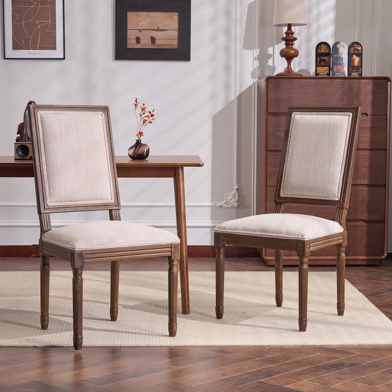 Christopher Knight Home - French Country Dining Chairs Set with Upholstered Backrest & Upholstered Seats with Fluted Legs