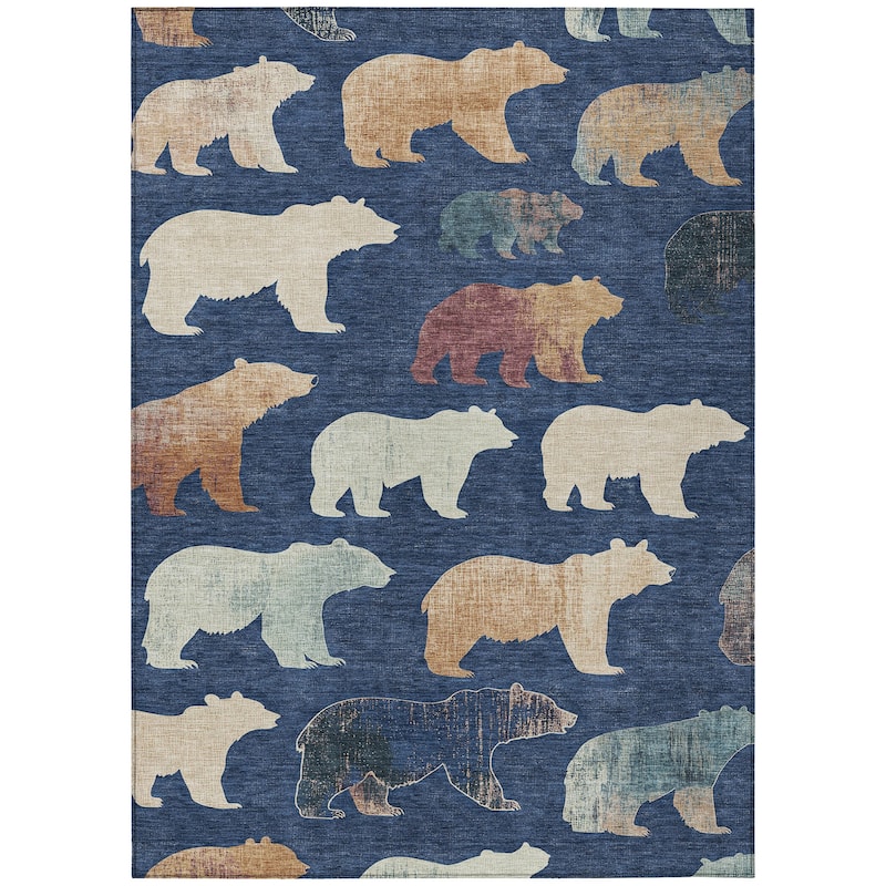 Machine Washable Indoor/ Outdoor Modern Bear Chantille Rug