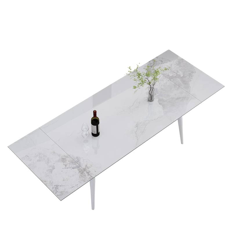 94.48" Rectangular Extendable Sintered Stone Dining Table
