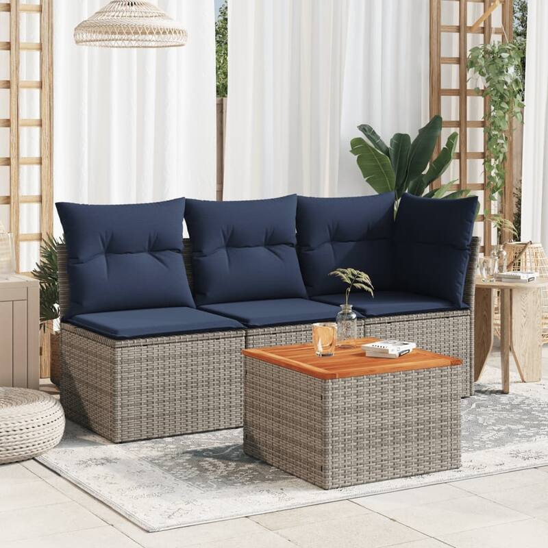 vidaXL Patio Table Outdoor Garden Firniture Side Tea Coffee Table Poly Rattan - 21.7 x 21.7 x 14.6 in