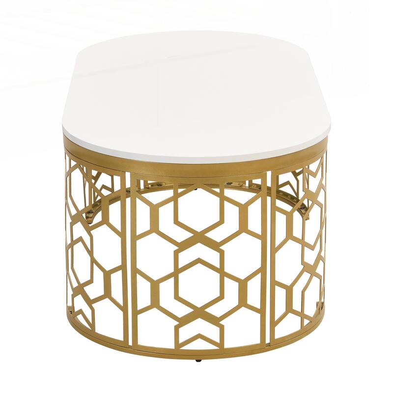 Modern Oval Coffee Table with Cut-Out Pattern