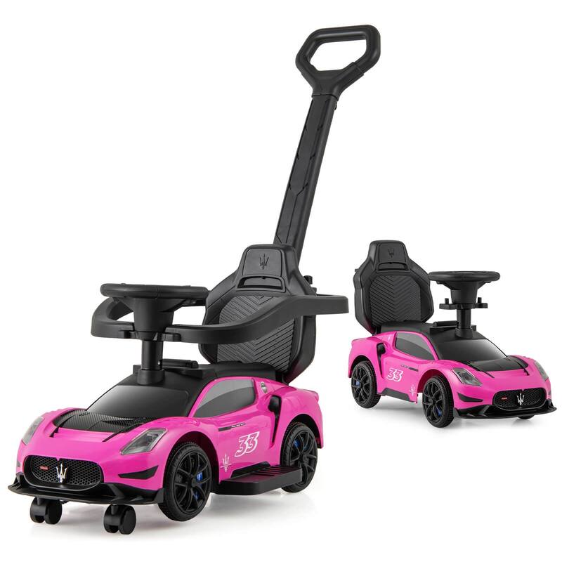 Costway 3-in-1 Ride on Push Car Maserati Licensed Foot to Floor Kids - See Details - Pink