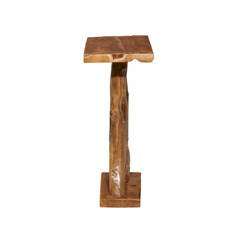 Teak Wood Small Live Edge Tree Trunk Console Table - Brown - Roche River Decor - 14"W x 35"L x 32"H