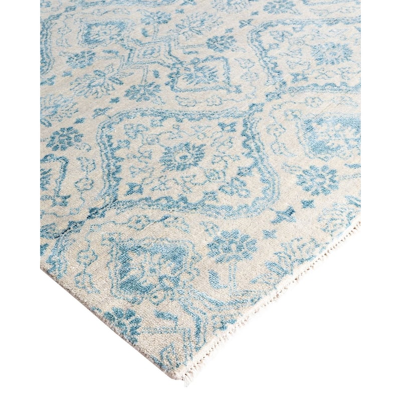 Ikat One-of-a-Kind Hand-Knotted Area Rug, Ivory - 9' 0" x 12' 2"