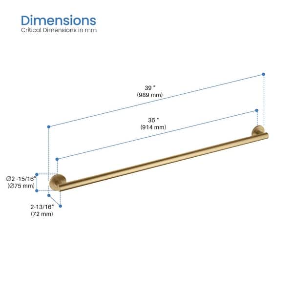 dimension image slide 0 of 10, 36-Inch Stainless Steel Bathroom Safety Grab Bar