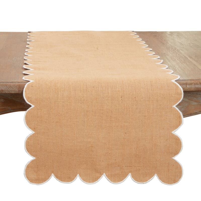 Rustic Chic Scalloped Table Runner - 16"x72" - 16"x72" - Natural