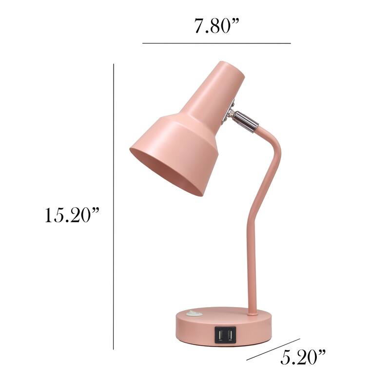 Gooseneck Desk Lamp with Adjustable Shade - 15.25" - Pink