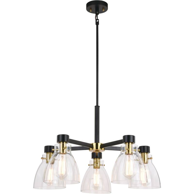 Vaxcel Lighting H0307 Elgin 5 Light 27" Wide Chandelier - Black and Gold