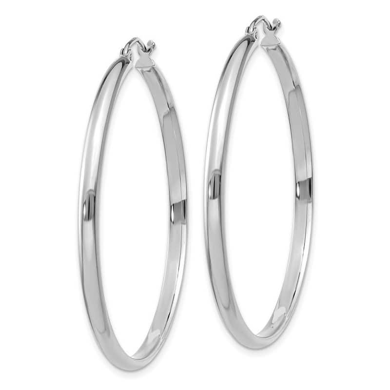 Curata 14k White Gold Polished 2.75x44mm Hoop Earrings