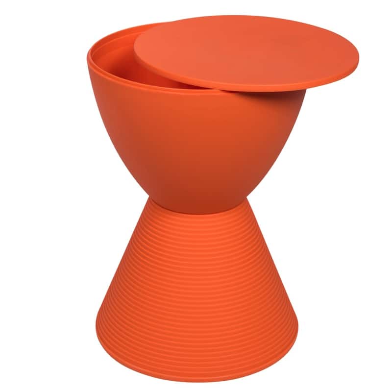 Boyd Round Side Table with Ribbed Design Base - Accent Hourglass End Table with Removable Lid for Living Room & Bedroom