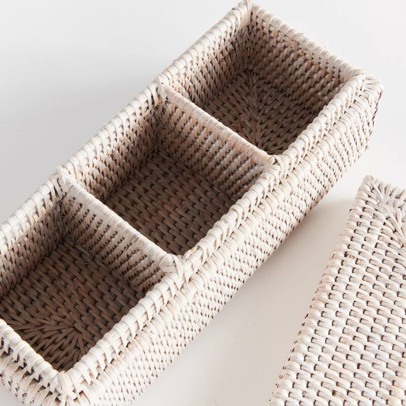 Burma Rattan 3-Compartment Lidded Box
