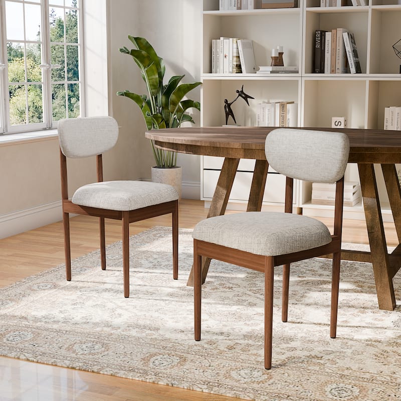 Modern Upholstered Dining Chair with Solid Wood Legs Side Chair for Kitchen Dining Room Living Room (Set of 2)
