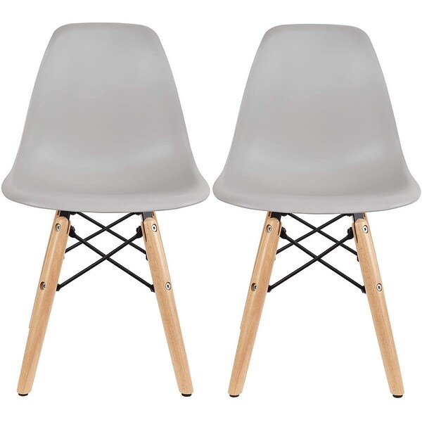 2xhome Set of 2 Light Grey Modern Kids Toddler Size Molded Plastic Armless Chair for Children's Room Natural Wood Eiffel Legs. Opens flyout.