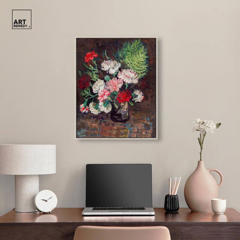 Vase with Carnations Canvas by Art Remedy