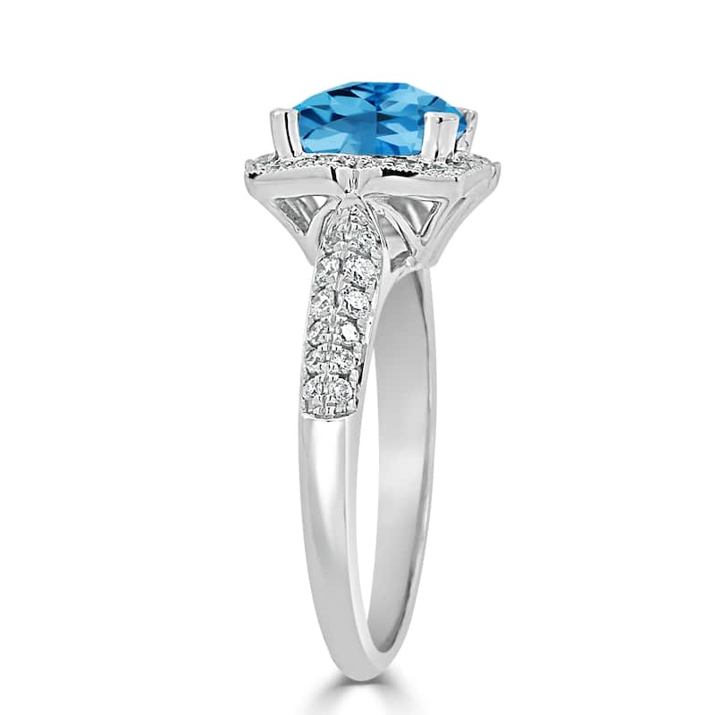 Auriya 1 3/8ct Fancy Cushion-cut Swiss Blue Topaz Halo Diamond Engagement Ring 1/3ctw 14k Gold