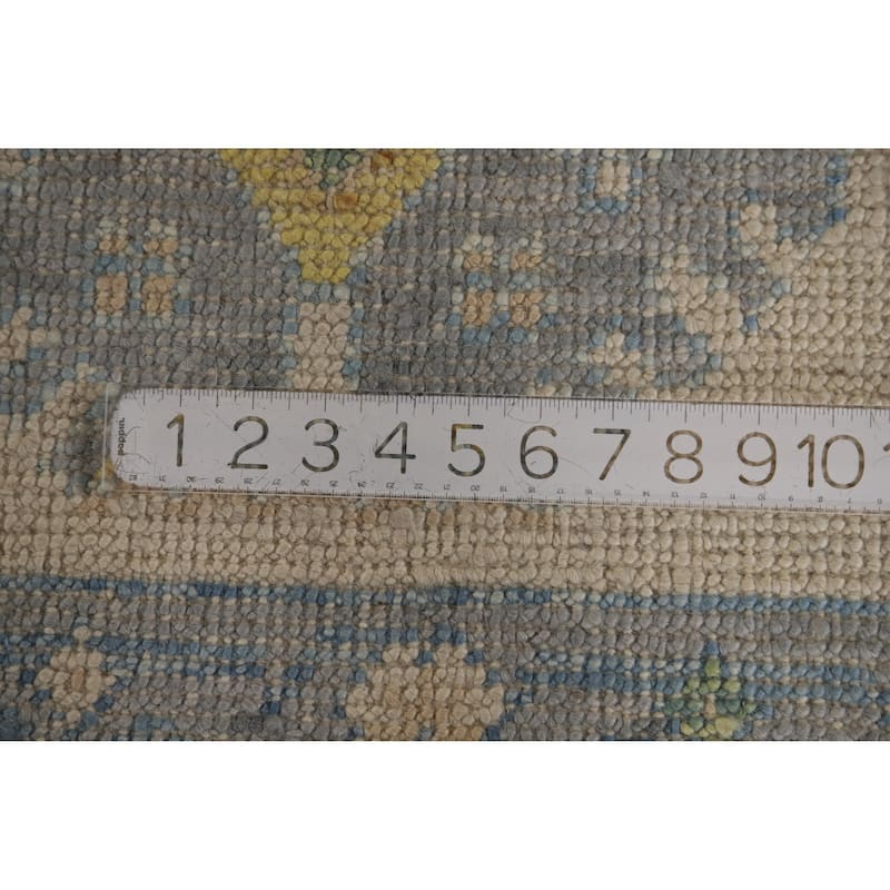 Hand Knotted Oriental 100% Wool Carpet Transitional All-Over Navy Blue & Blues Oushak Area Rug - 11' 4'' X 8' 1''