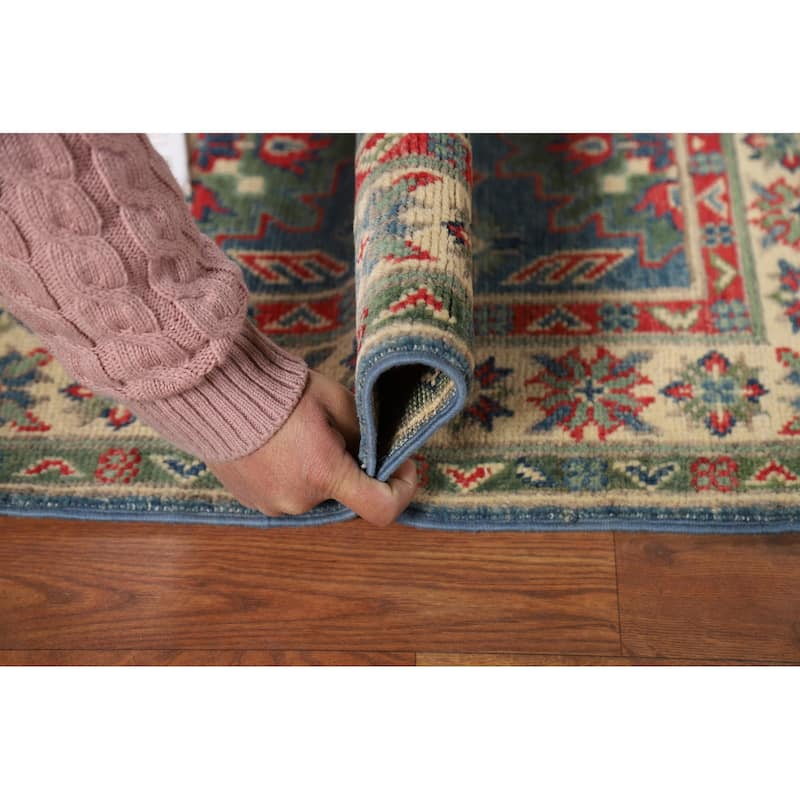 Blue Kazak Oriental Accent Rug Hand-Knotted Wool Carpet - 2'0" x 3'0"