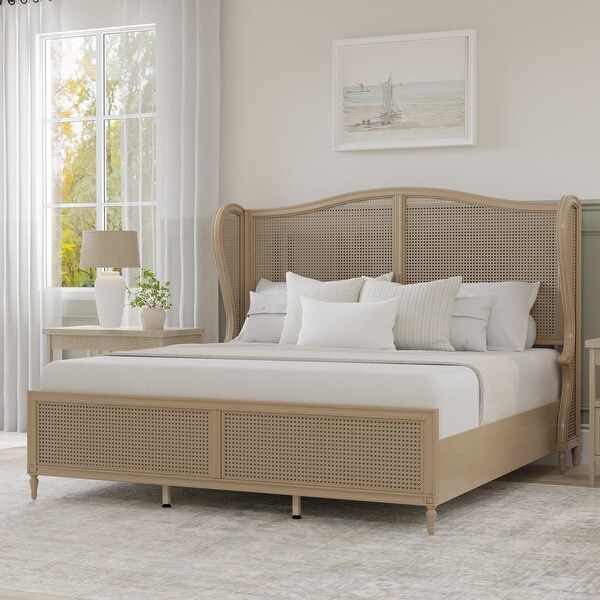 Hillsdale Furniture Sausalito Wingback Wood Cane Panel Bed