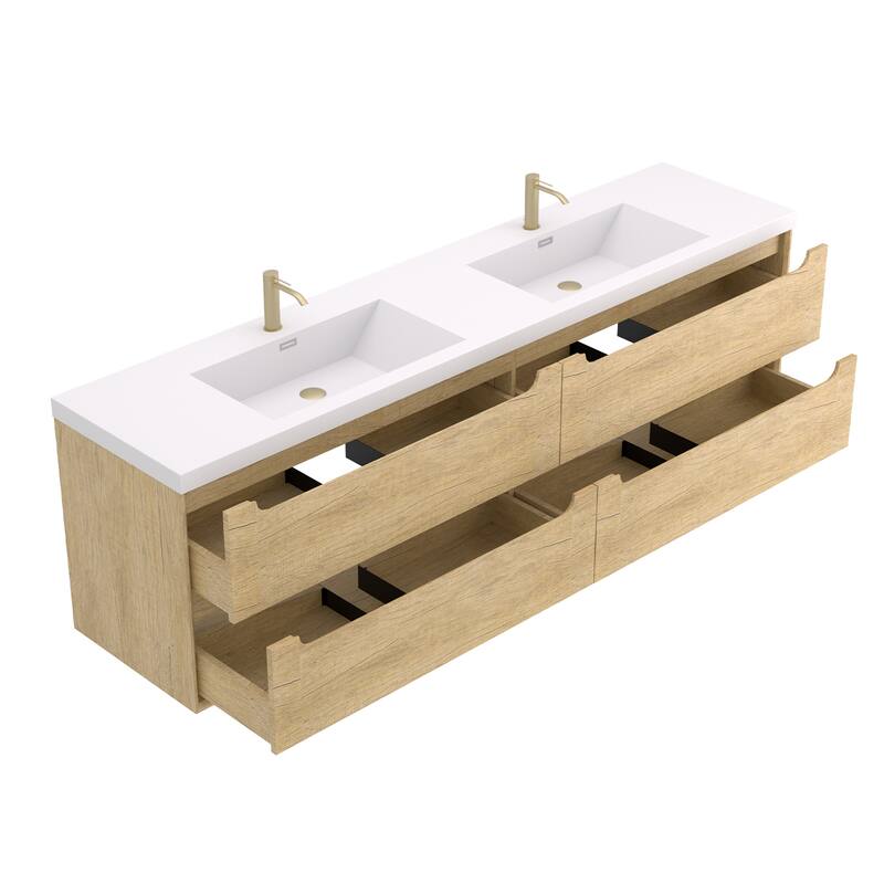Prismis 60" 72" 84" Wall-Mount Premium Bathroom Vanity with Integrated Sink