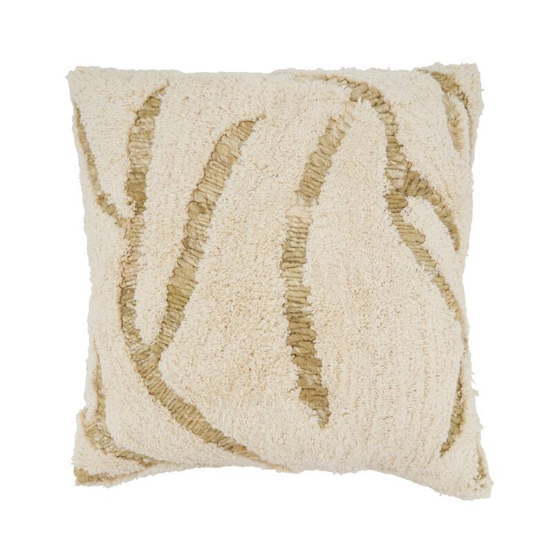 Tufted Symmetry Embroidered Throw Pillow - 20"x20" - Feather Down - Natural