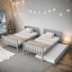 preview thumbnail 36 of 70, Twin Over Twin Rubber Wood Bunk Bed with Trundle, Convertible into 2 Twin Size Beds,with Ladder and Safety Guardrails Grey