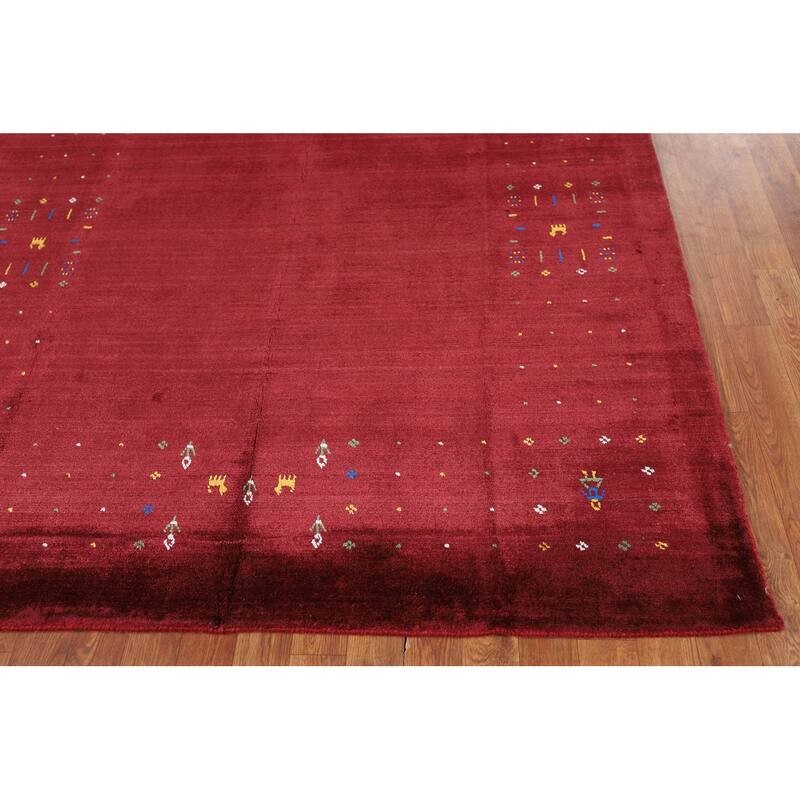 Tribal Gabbeh Oriental Area Rug Handmade Tribal Red Silk Carpet - 5'4" x 8'0"