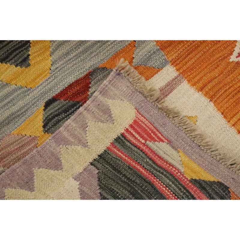 Hand Woven Oriental 100% Wool Carpet Southwestern Tribal Multi-Colored Kilim Area Rug - 6' 2'' X 4' 0''