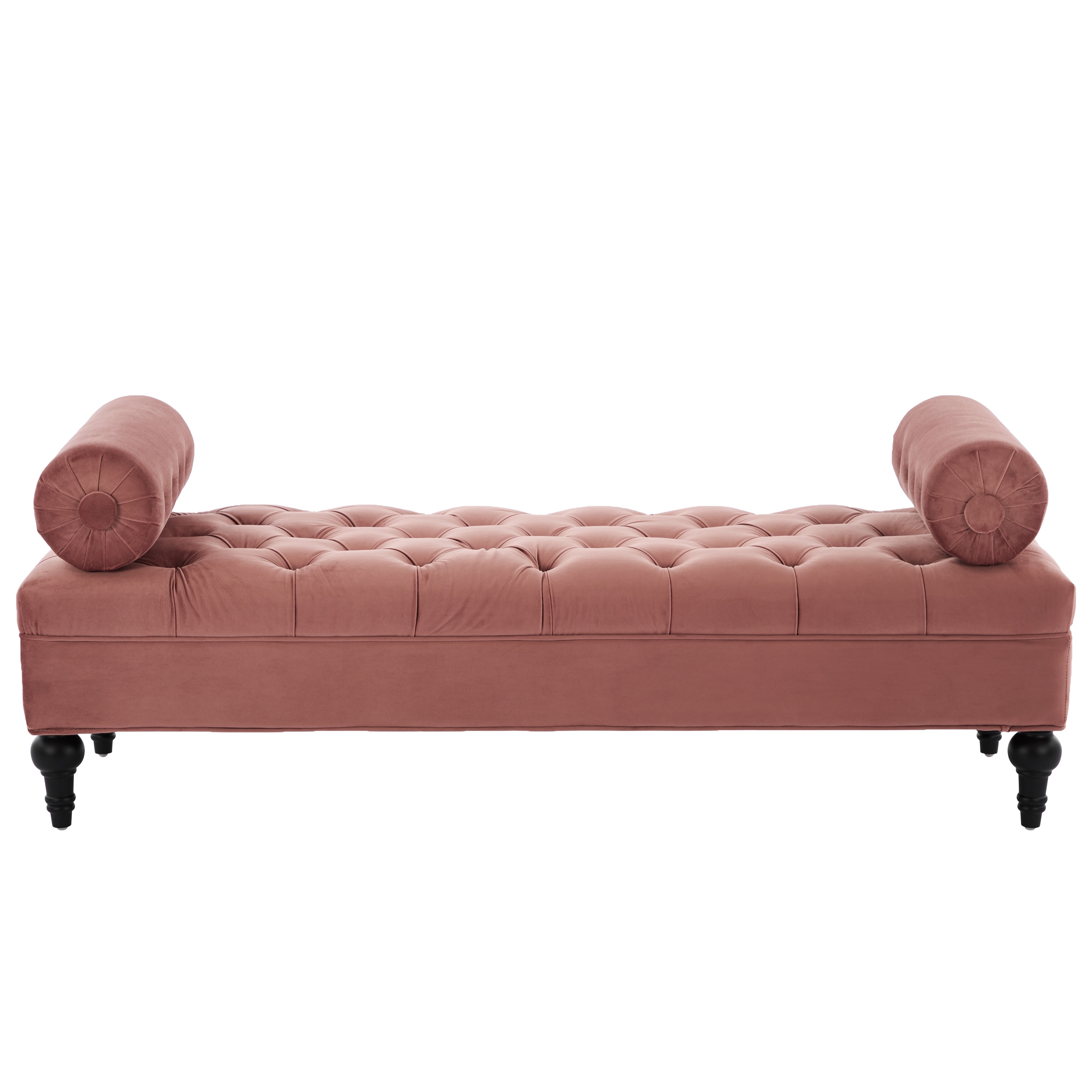 Modern Bedroom Bench End of Bed Bench with 2 Detachable Pillows, Pink Upholstered Footstool Indoor Bench Lounge Bench