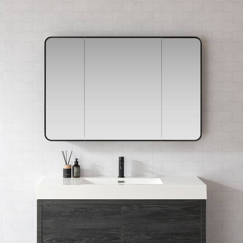 Talayuela Rectangular Aluminum Framed Medicine Cabinet with Mirror
