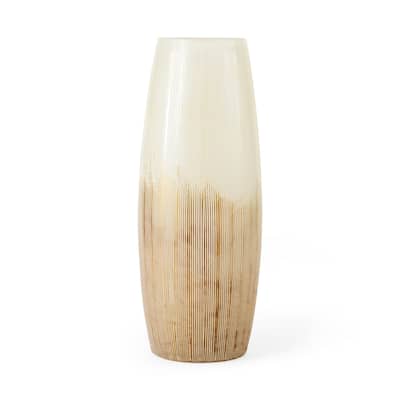 Agnetha Gold And Cream Glass Vase (14")