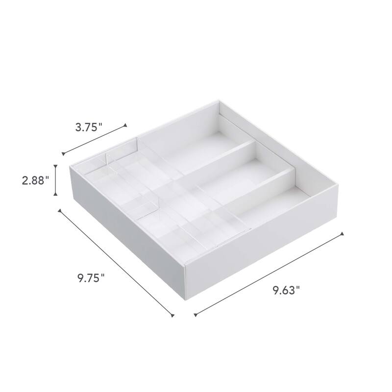 Yamazaki Home Cutlery Organizer - Three Styles, ABS Plastic, Expandable II, Adjustable - L 9.69 x W 9.84 x H 2.24 inches