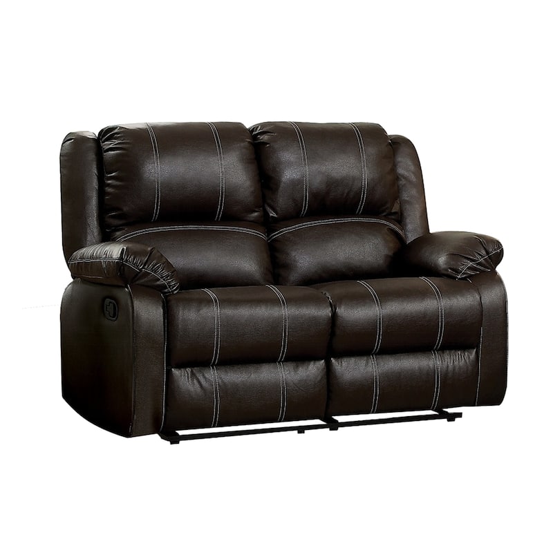 Synthetic Leather Upholstered Manual Motion Loveseat - Brown