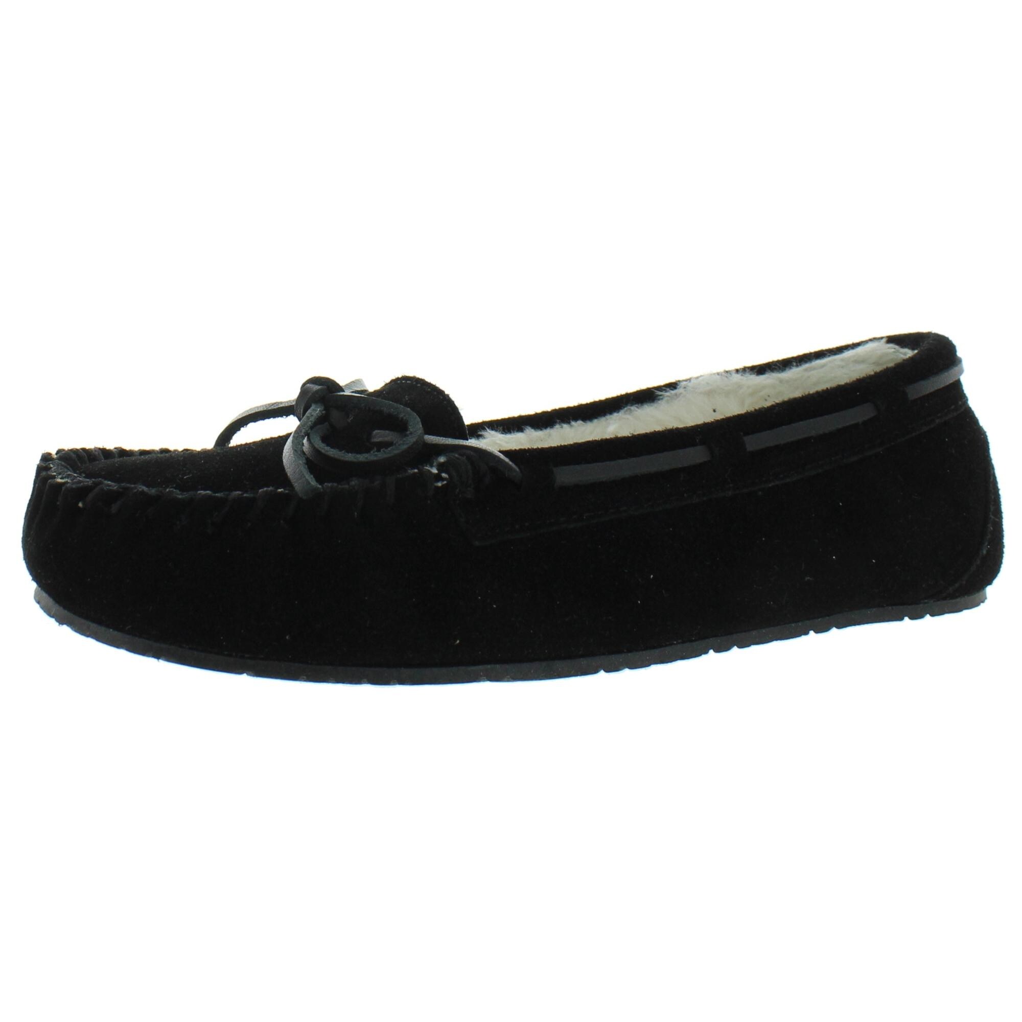 womens black moccasin slippers