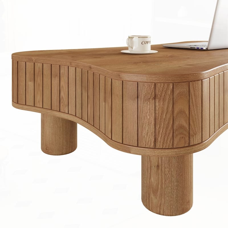 Lift Top Coffee Table with Fluted Panel Hidden Storage