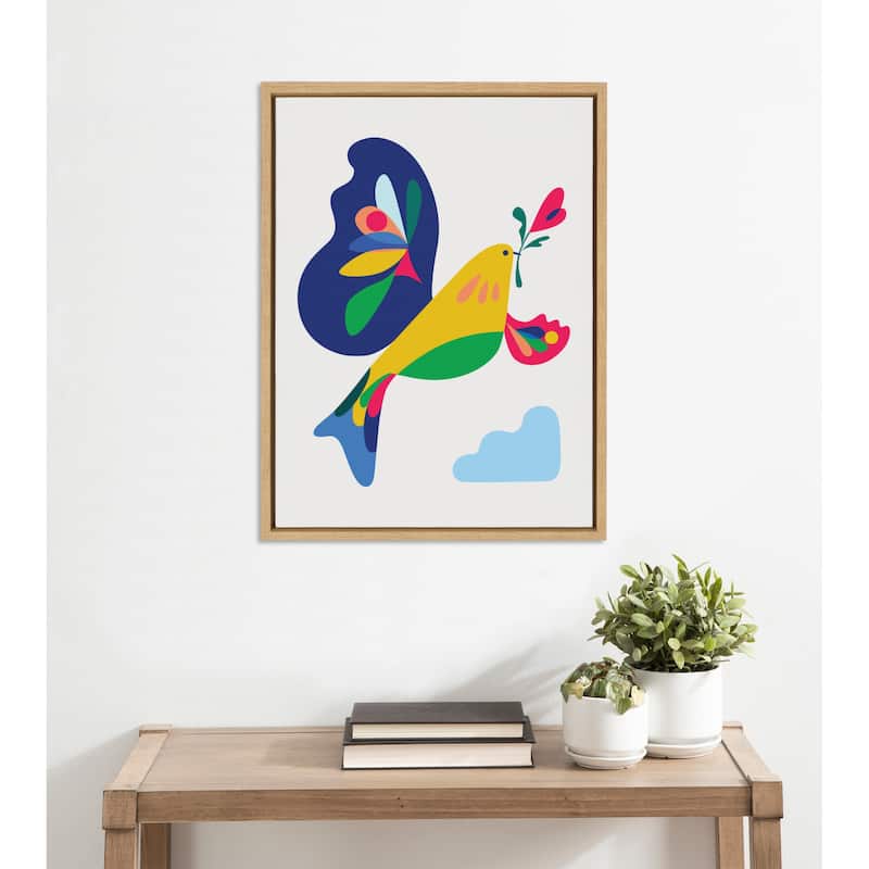 Kate and Laurel Sylvie Peace Dove Framed Canvas by Rachel Lee