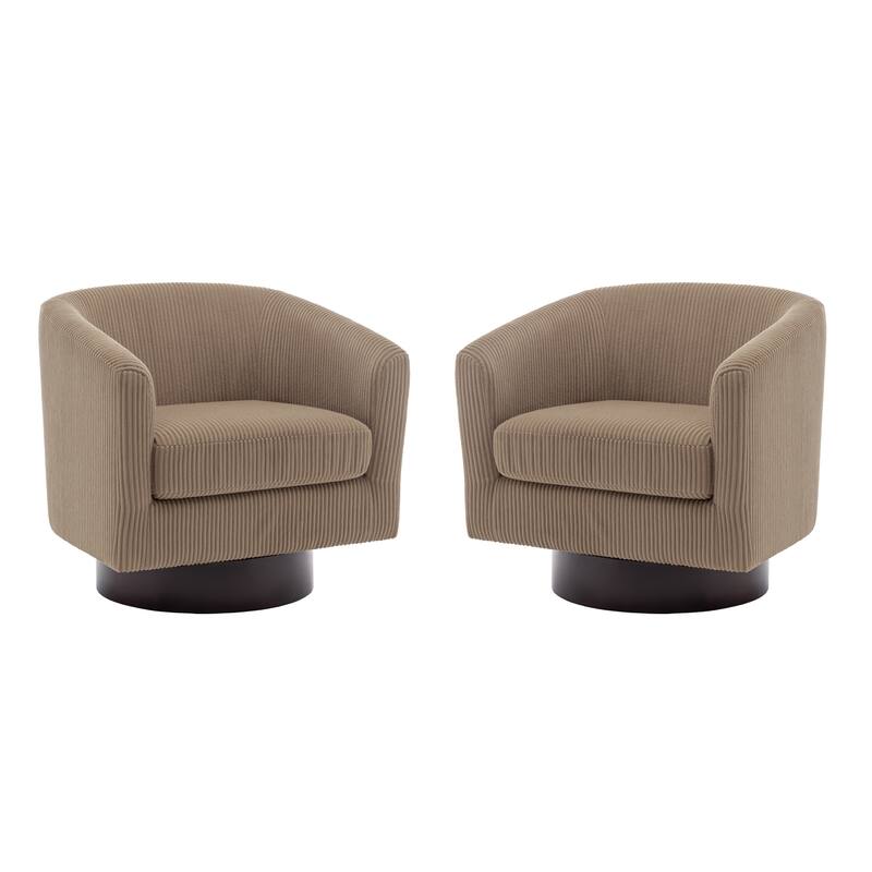 Corduroy Upholstered Swivel Barrel Chair (Set of 2)