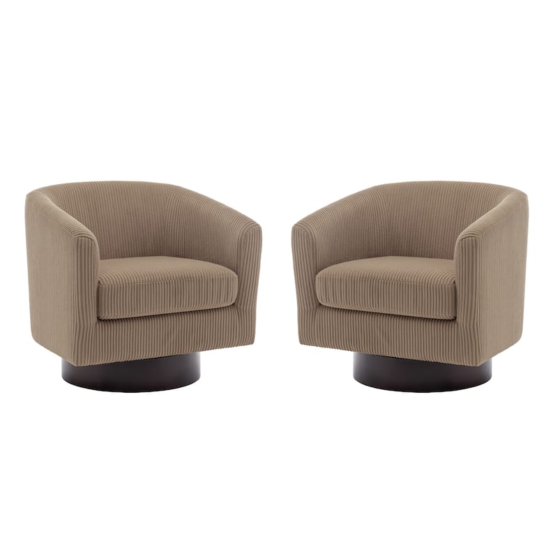 Modern Upholstered Swivel Barrel Club Arm Accent Chair for Living Room