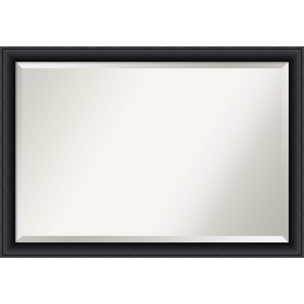 Beveled Wood Bathroom Wall Mirror - Nero Black Frame - Outer Size: 39 x 27 in