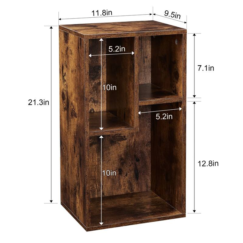 VECELO, (Set of 2)Three Open Cube Wooden Bookcase Organizer, bookshelf small, White/Black/Brown/Grey