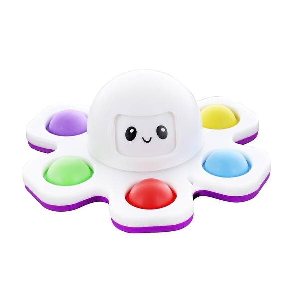 slide 2 of 4, Pop Fidget Toy Spinner Face-Changing White Octopus 6-Button Bubble Popping Game