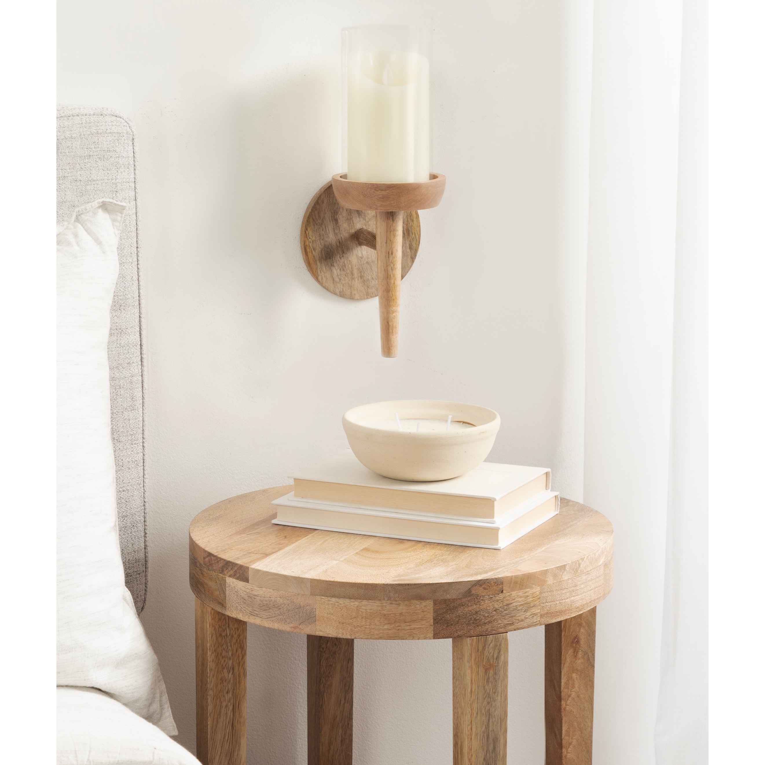 Kate and Laurel Shae Wood and Glass Wall Sconce