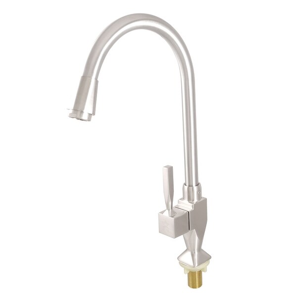 Bend Brushed Stainless Steel 1/4 Turn Square Handle Kitchen Sink Faucet Tap