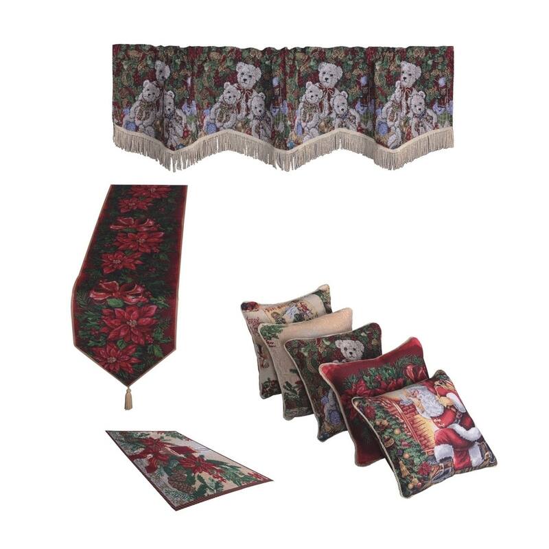 Violet Linen Seasonal Xmas Christmas Holiday Tapestry Pattern, 13" X 19" Rectangler, Set of 4, Decorative Place Mats