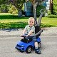preview thumbnail 9 of 7, 2-in-1 Ride-On Car Stroller for Kids with Real Steering, Music & Safety Footrest - Blue